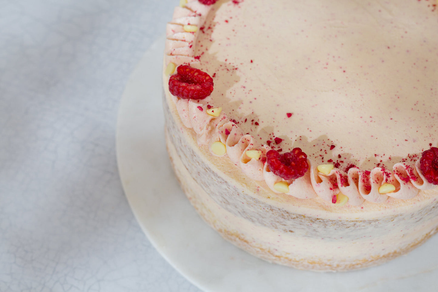 White Chocolate + Raspberry Cake