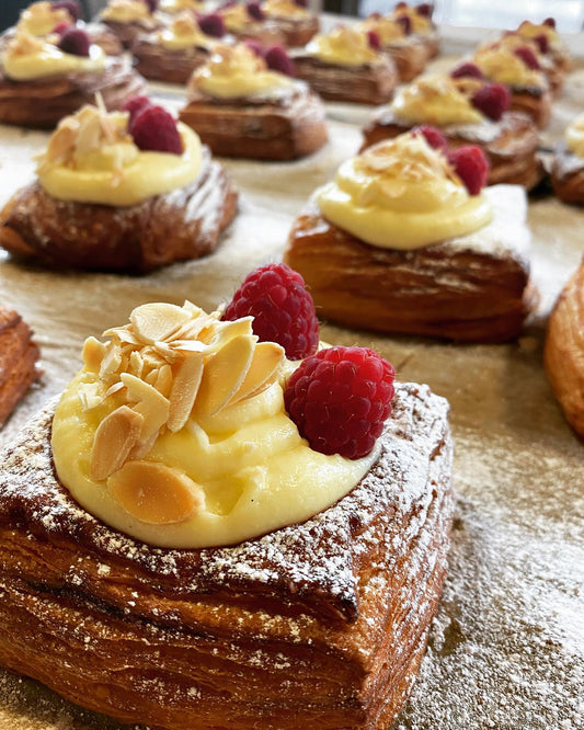 Raspberry + Rhubarb Danish